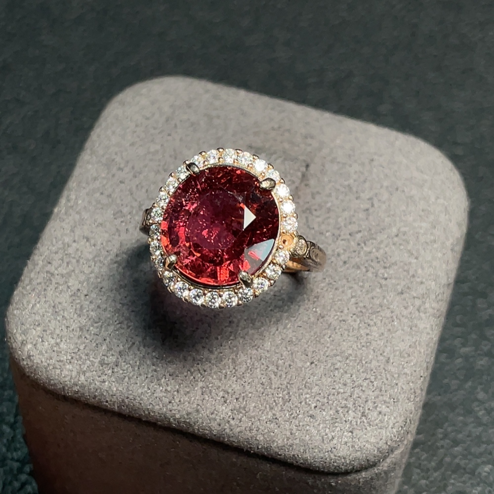 C34995167 Tourmaline Ring, Adjustable Non-Gold, Total Weight Approx. 3.92g, Size 11.3*11mm