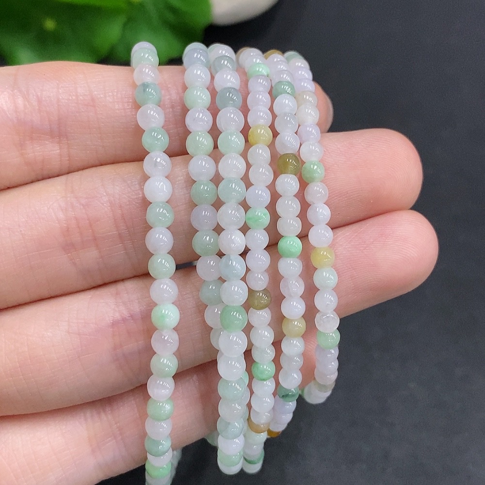 F34061624 Jadeite Beads Sell as a Lot Non Gold Inlaid