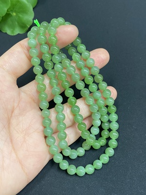 H32770546 Hetian Jade Bead Necklace Approx. 5.8mm Total Weight About 34.7g