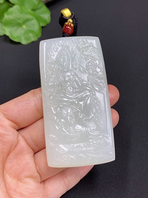 H32759556 Hetian Jade Pendant - Samantabhadra Bodhisattva