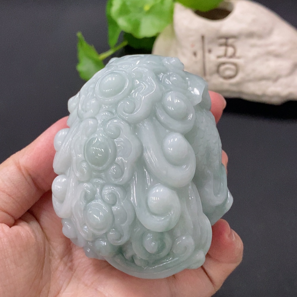 F35146029 Jadeite Stone Lion Ornament Total Weight Approx. 405.6g