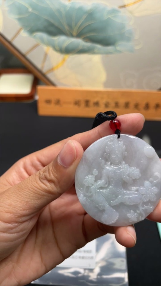 F35127314 Jadeite Tara Pendant Total Weight with Cord Approx. 23.8g (Beads Non-A)