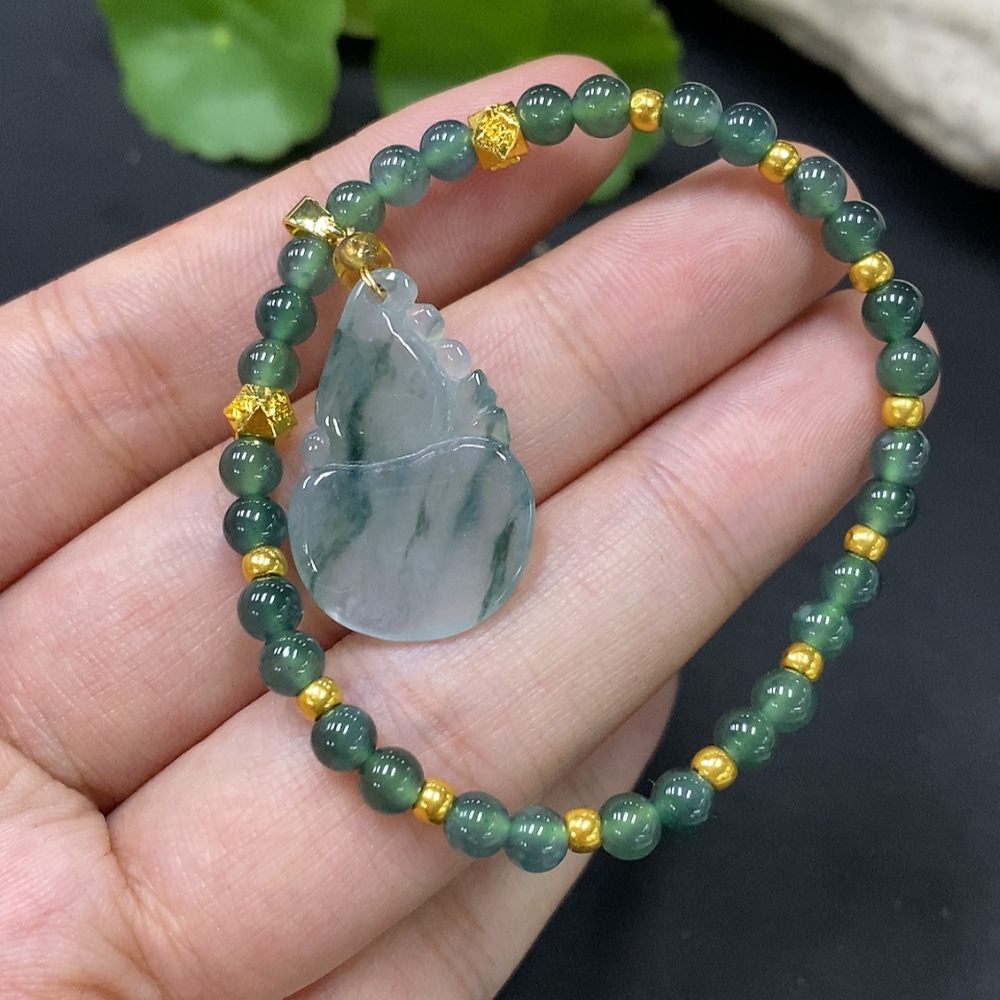 F27151529 Jadeite Gourd Bracelet with Non-Gold Clasp and Au99% Other Components, Total Weight Approx. 7.05g