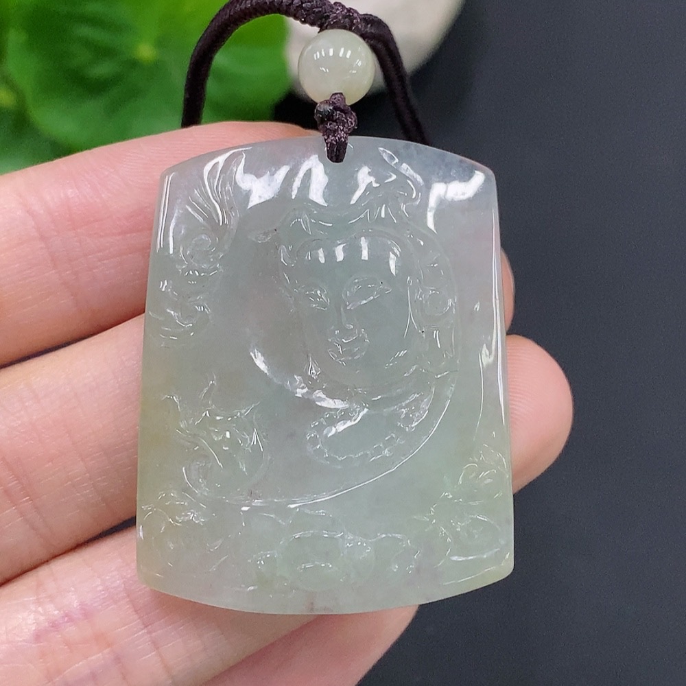 F28270729 Jadeite Guanyin Pendant Total Weight Approx. 16.5g (including rope weight)