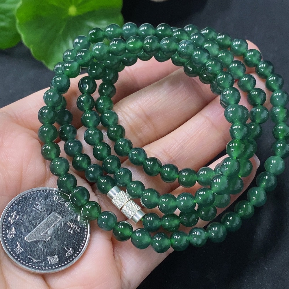 F35116650 Jadeite Bead Necklace Approx. 5.2mm Non-Gold Total Weight Approx. 27.44g