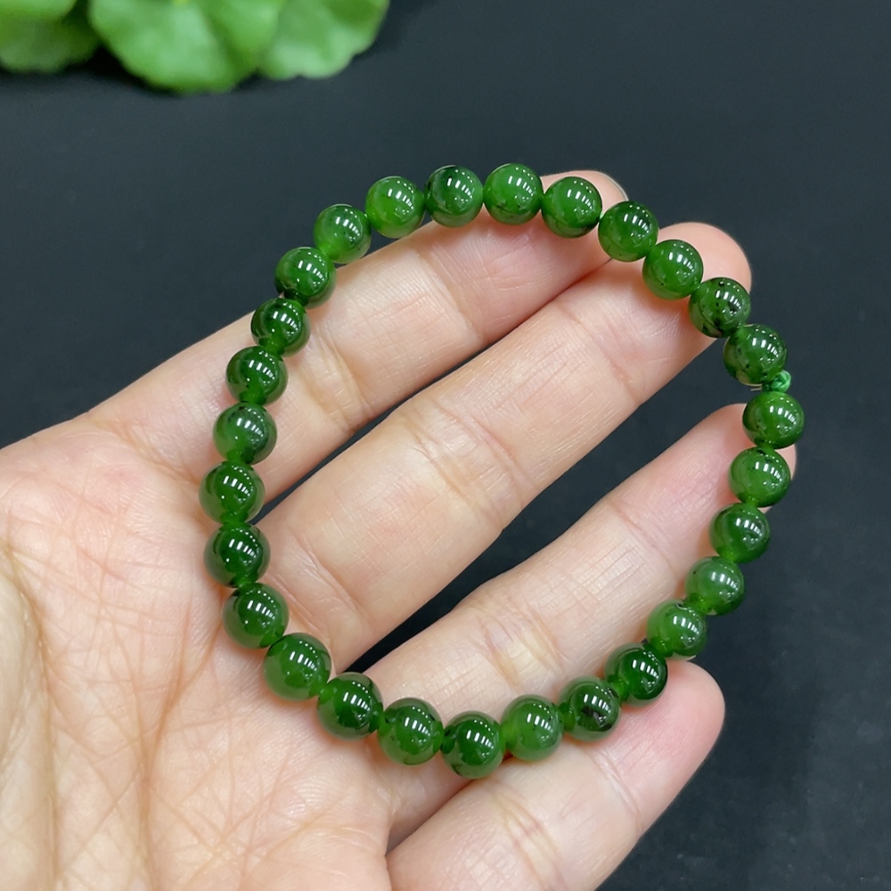 H34072834 Hetian Jade Bracelet, about 6mm, total weight about 9.8g