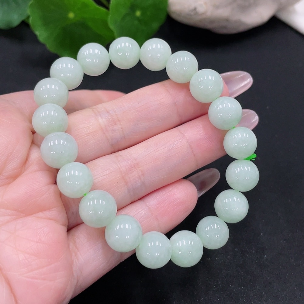 F34068183 Jadeite Beads Bracelet Approx.10.4mm Total Weight About 33.9g