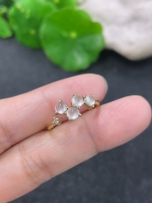 F45425531 翡翠镶嵌戒指 18k 配镶钻石 圈口11 货品总约重2.09g