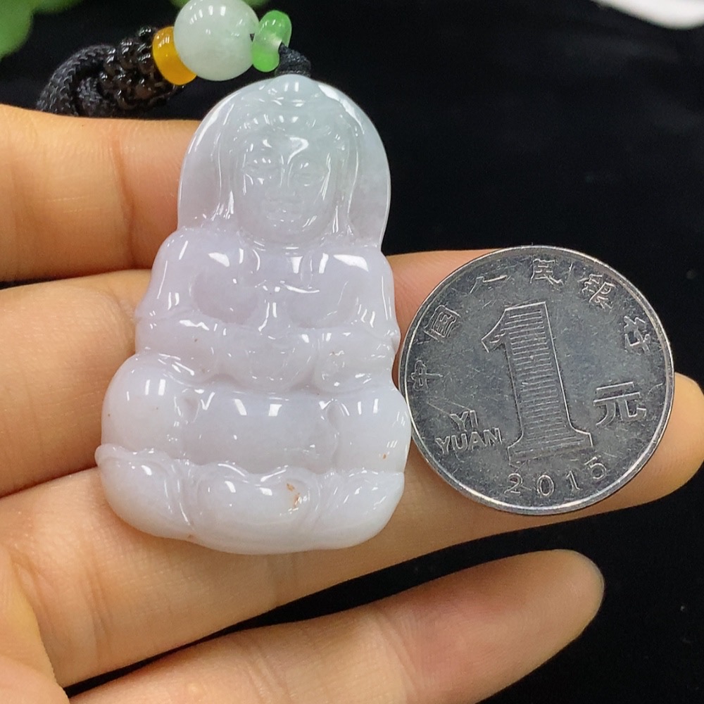 F34975238 Jadeite Guanyin Pendant Total Weight Approx. 17.9g (Beads Non-Grade A) (Including Rope Weight)