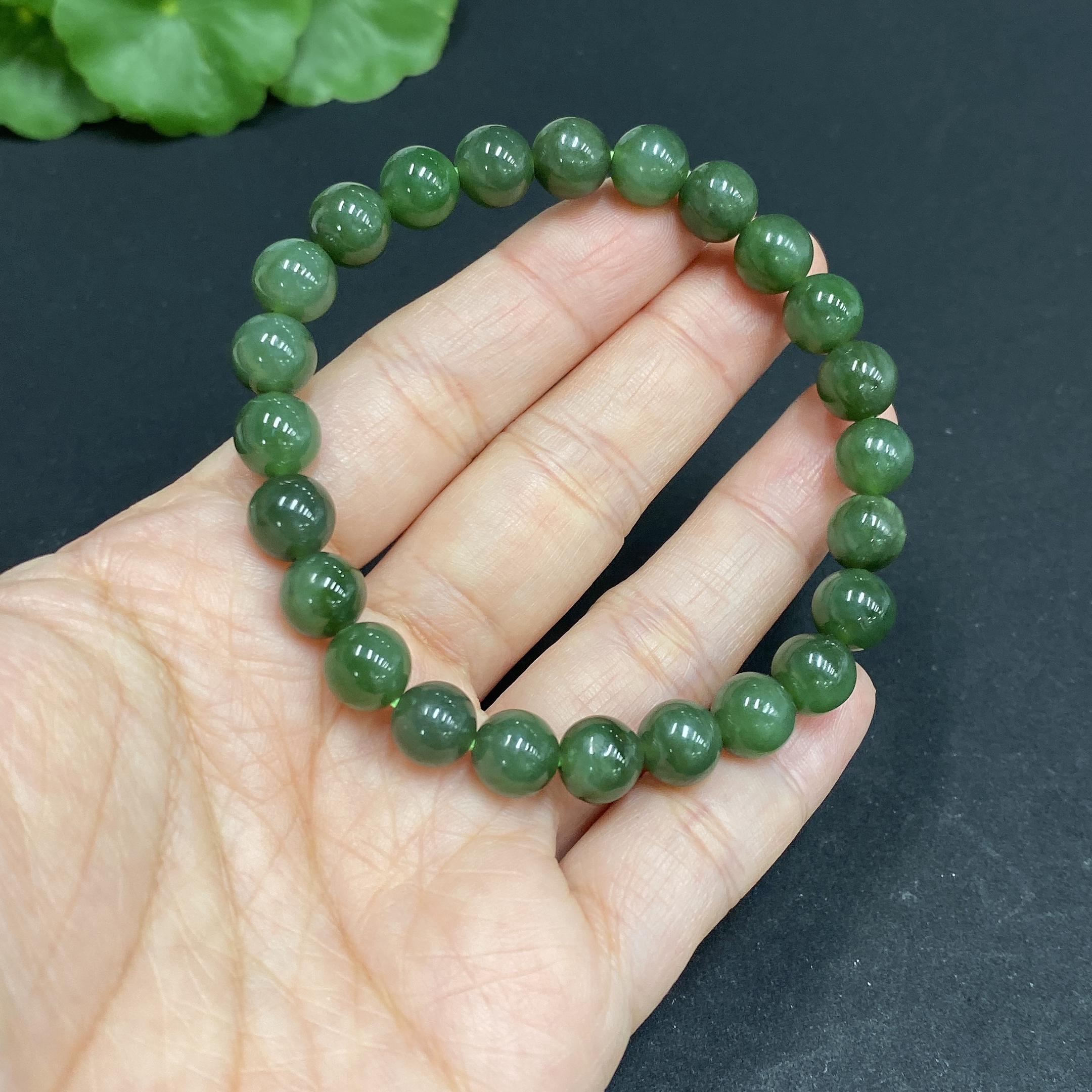 H34969928 Hetian Jade Jasper Bracelet Approx. 7.6mm Total Weight Approx. 18.4g