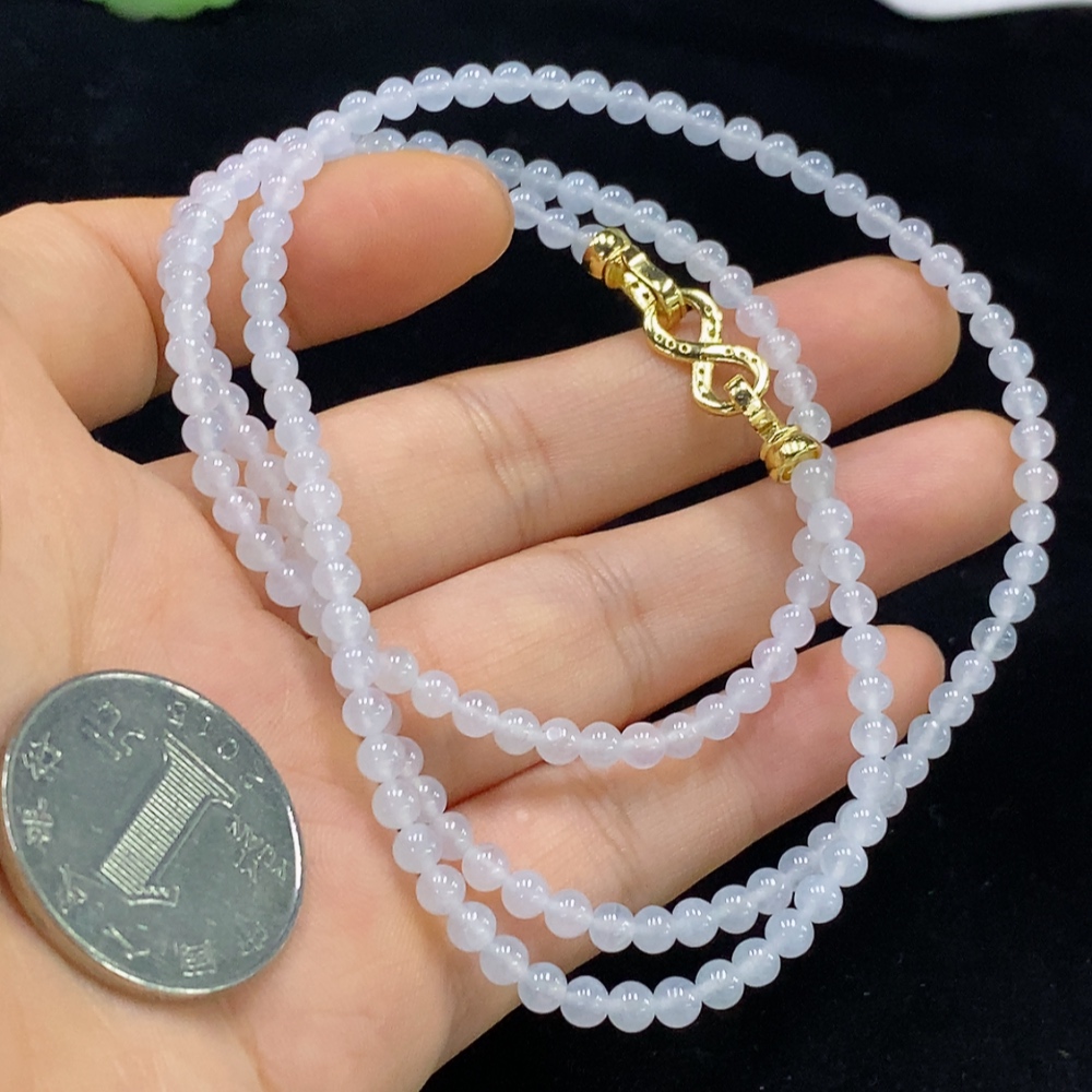 F33912021 Jadeite Beaded Necklace Approx. 3.6mm Total Weight Approx. 16g Non-gold Clasp