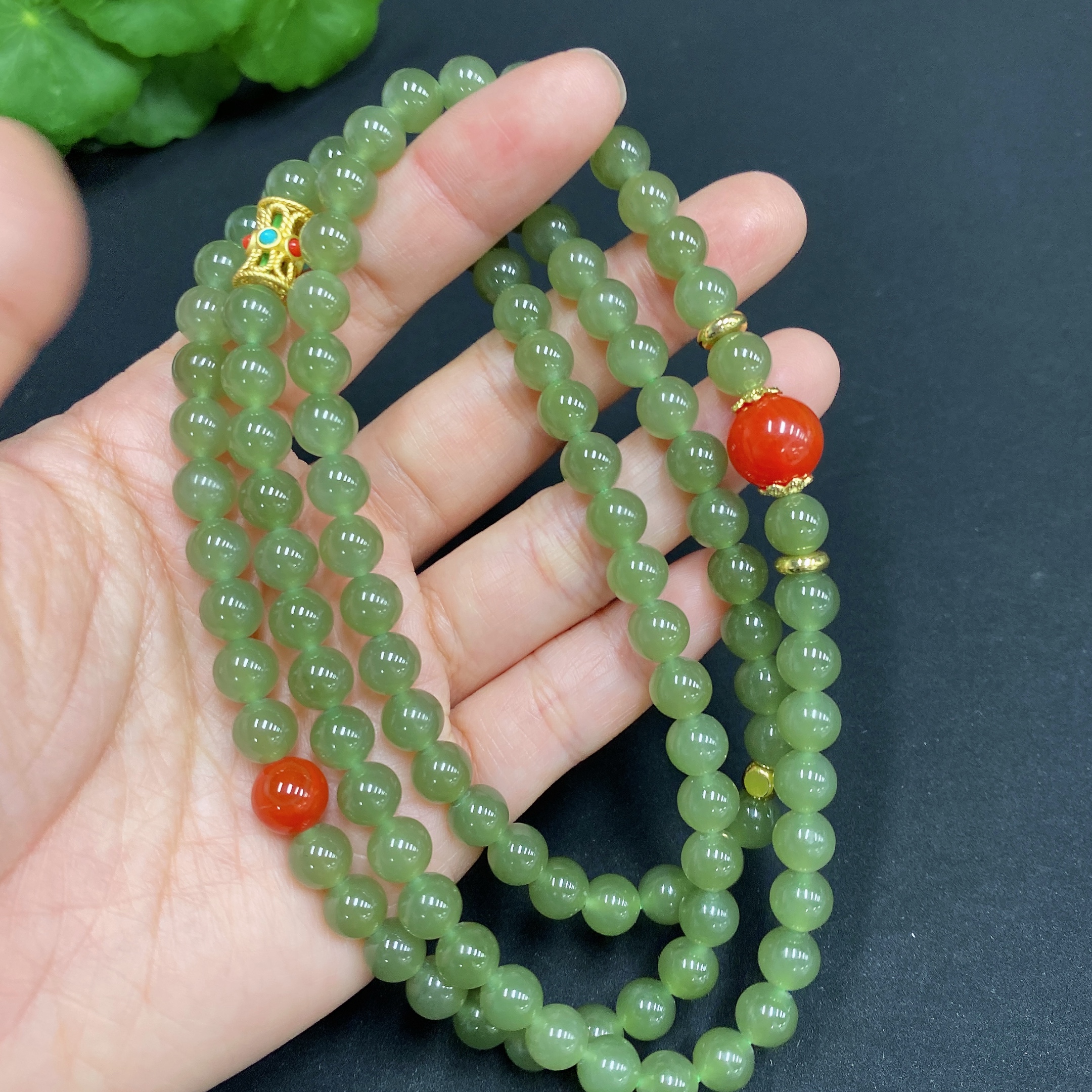H29366710 Hetian Jade Bead Necklace, Approx. 6.7mm, Non-Gold Inlaid, Total Weight Approx. 61.4g, Accessories Not Hetian Jade
