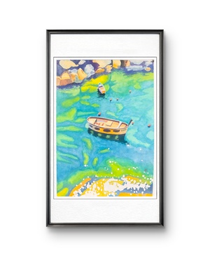 W38542861 周剑博《梦中湖岸》纸面水彩 无装裱 约50*35cm