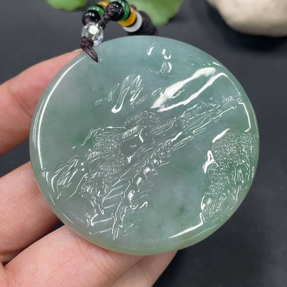 F19185303 Jadeite Landscape Pendant Total Weight 39.166g