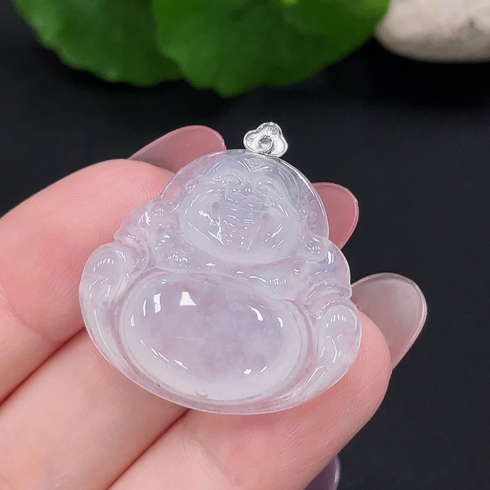 F34981854 Jadeite Buddha Pendant with 18K Gold, Total Weight Approx. 6.2g