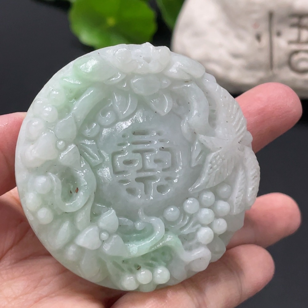 F29387294 Jadeite Unpolished Blooming Prosperity Pendant Total Weight Approx. 87.1g