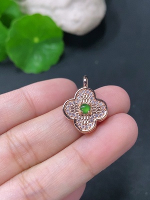 F33886390 Jadeite Inlaid Pendant Non-Gold Total Weight Approx. 1.85g