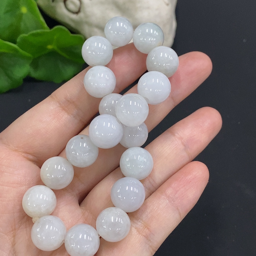 F34070616 Jadeite Bead Necklace Approx. 11.3mm Total Weight Approx. 48.8g