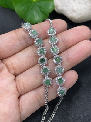 F41824464 翡翠镶嵌手链 一手走 非金