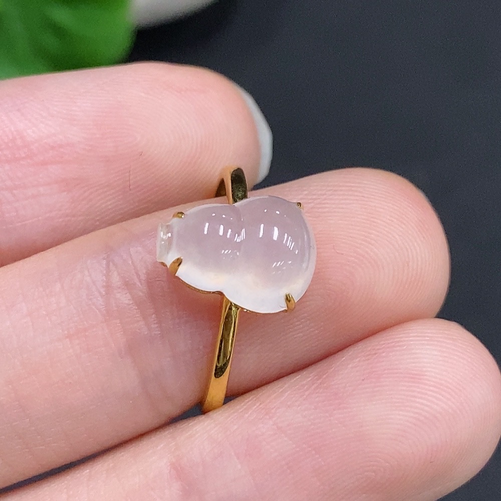 F33942004 Jadeite Gourd Inlay Ring 18k Gold Total Weight Approx.1.6g Size 12