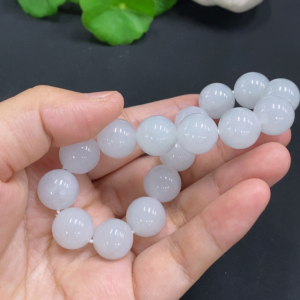 F30552651 Jadeite Bead Necklace Approximately 12.2mm Total Weight About 58g