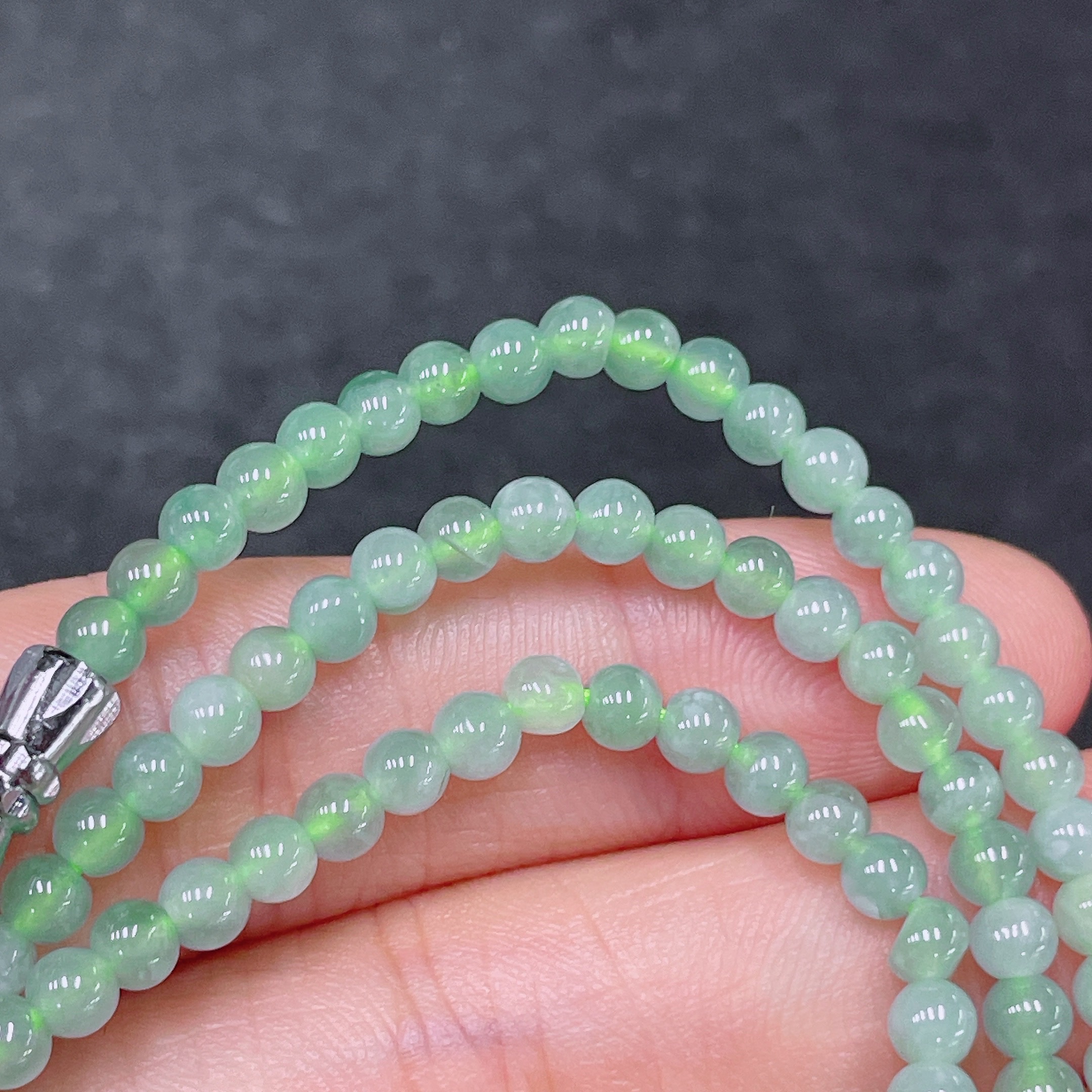 F33839295 Jadeite Bead Necklace Approx. 3.8mm Non-Gold-Set Total Weight Approx. 14.36g