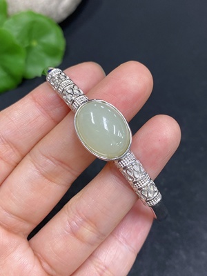 H32814239 Hetian Jade Inlaid Hand Jewelry Non-Gold Total Weight Approx. 12.7g