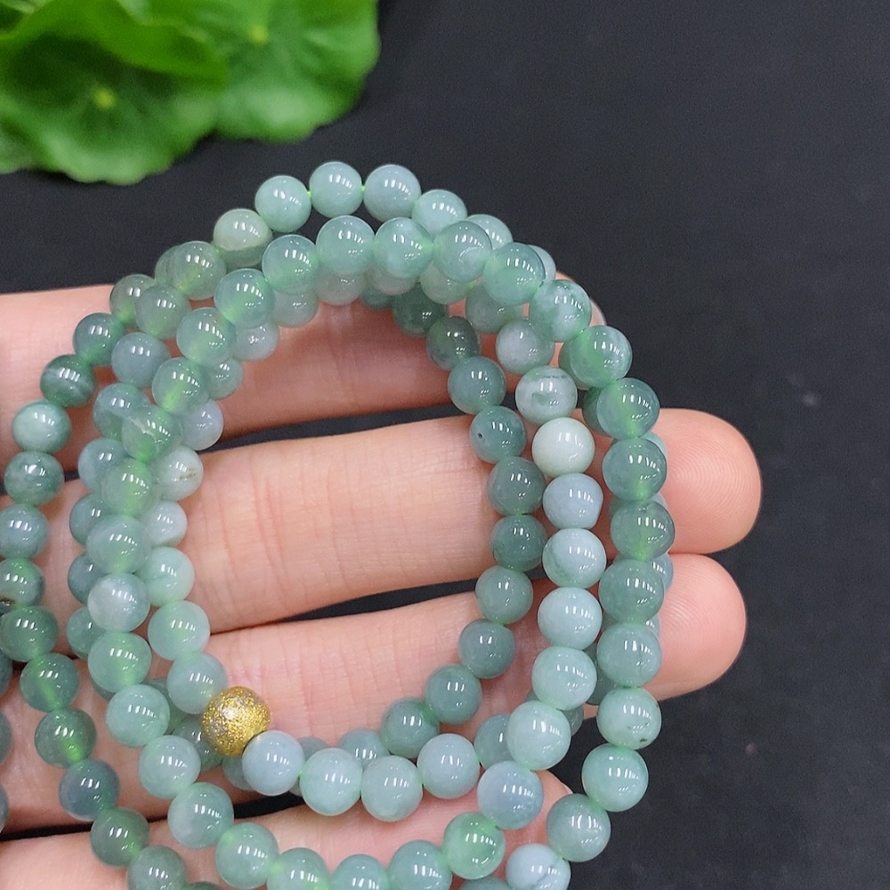 F32807075 Jadeite Bead Necklace + Bracelet Sell as a Lot Non-Gold Inlaid