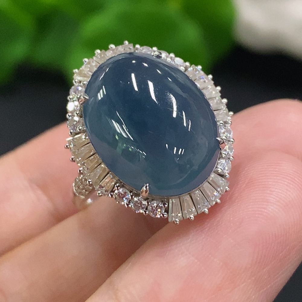 F31685861 Jadeite Cabochon Inlaid Ring 18K Gold Size 14 Total Weight Approx. 5.1g (Non-diamond)