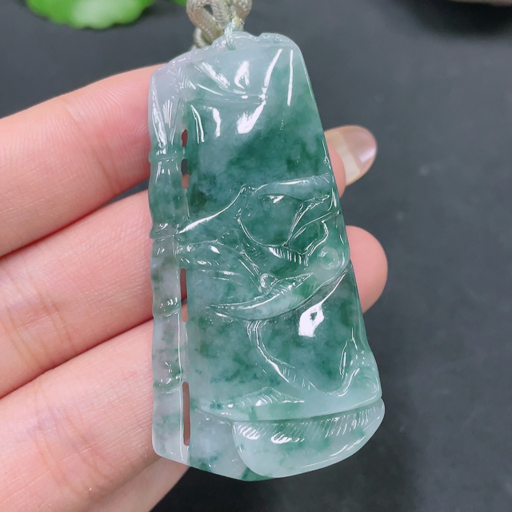 F18059015 Jadeite Bamboo Pendant Total Weight 26.493g