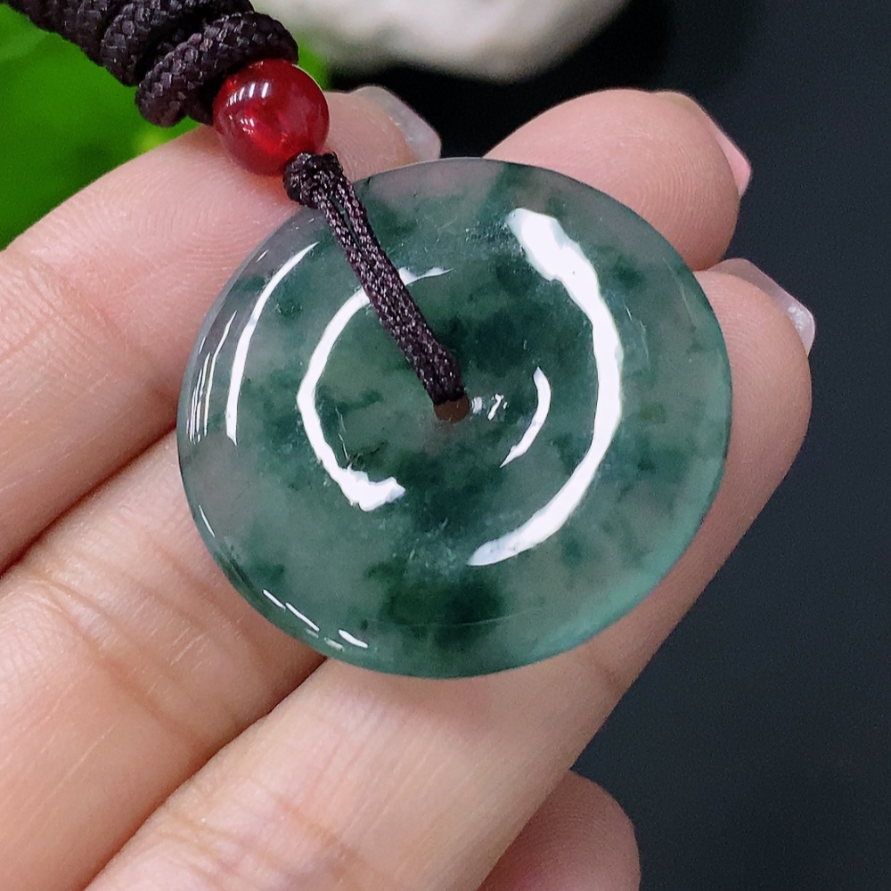 F26004985 Jadeite Safety Buckle Pendant Total Weight Approx. 7.5g (Including Rope Weight)