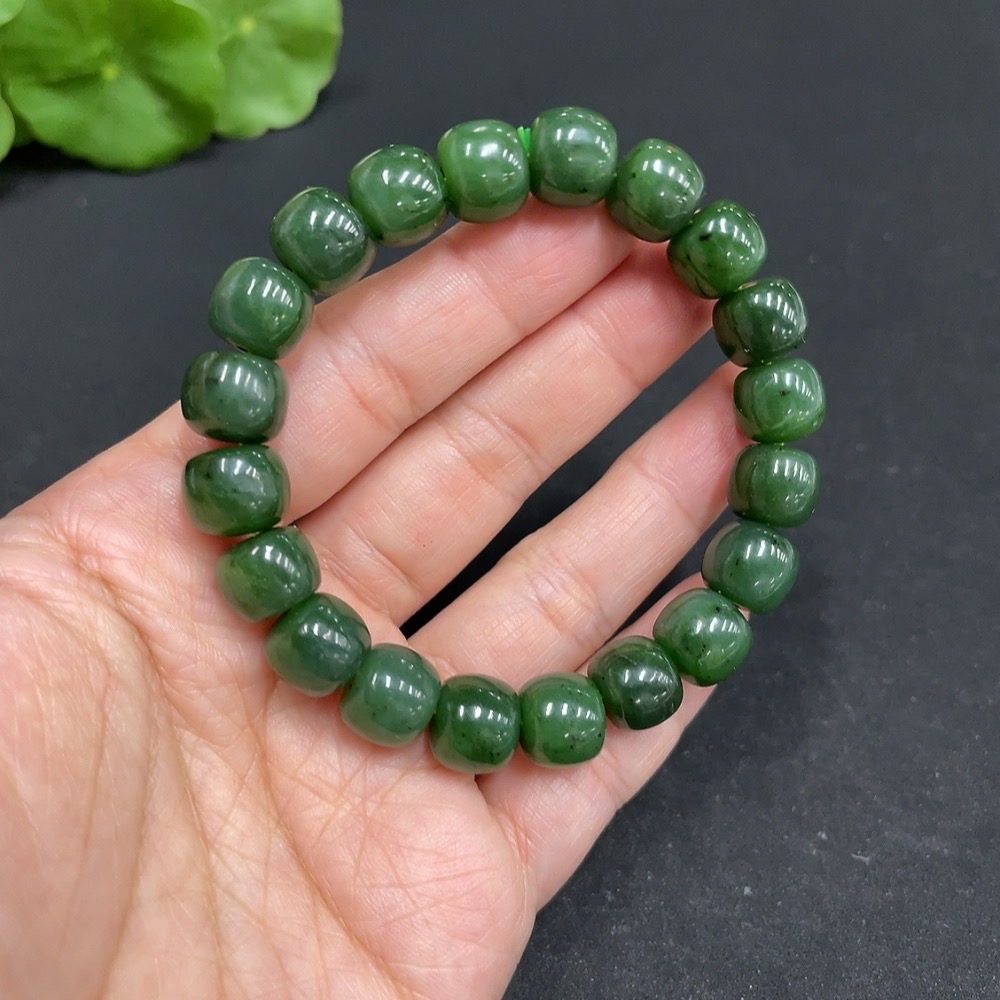 H34052255 Hetian Jade Jasper Bracelet Approx. 9.7mm Total Weight Approx. 33.1g