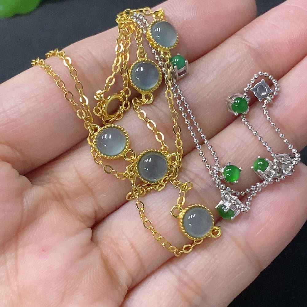 F33849767 Jadeite Inlaid Necklace Non-Gold Sell as a Lot