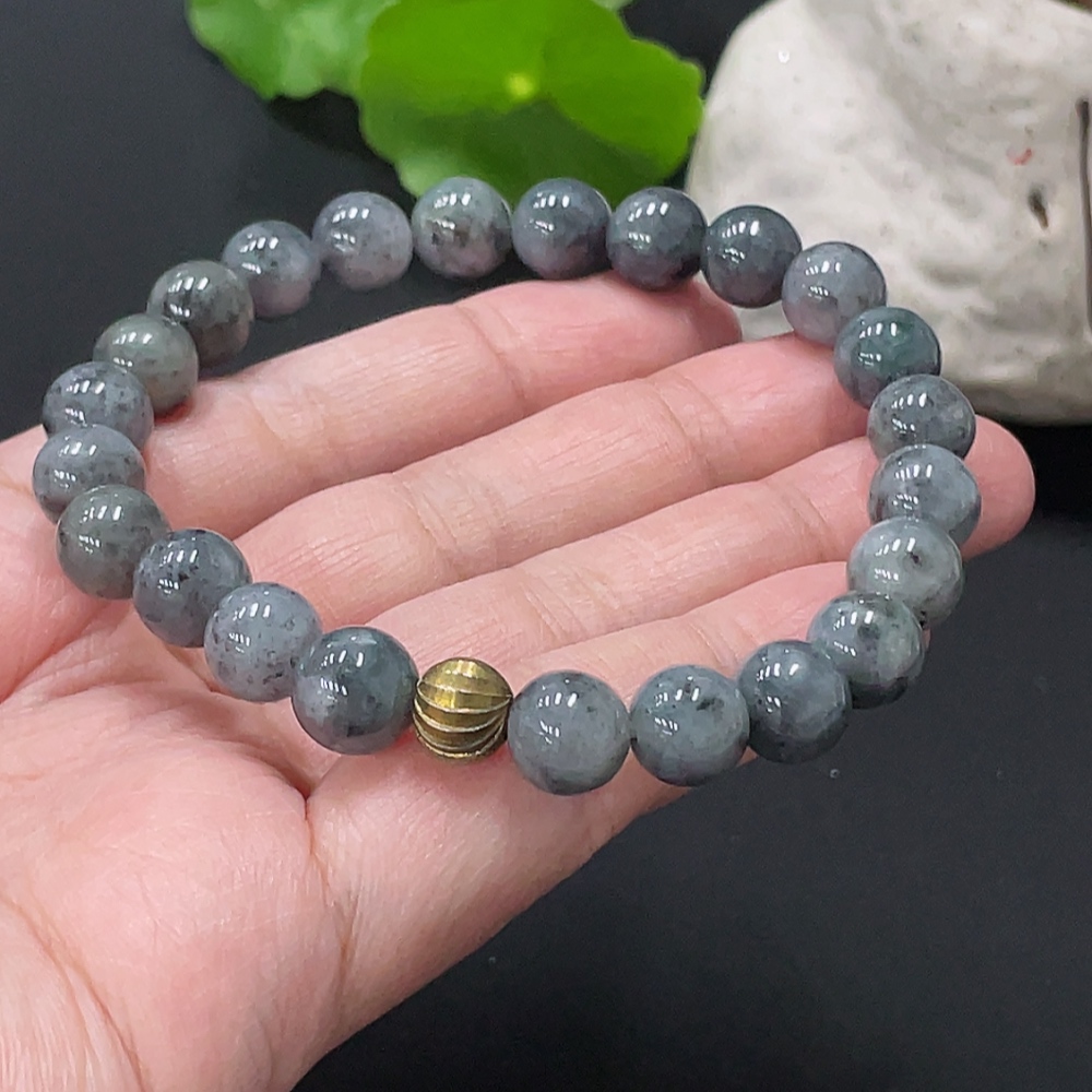 F34978300 Jadeite Bracelet with 8.7mm Beads, Total Weight Approx. 29.4g, Non-Gold Matching Beads