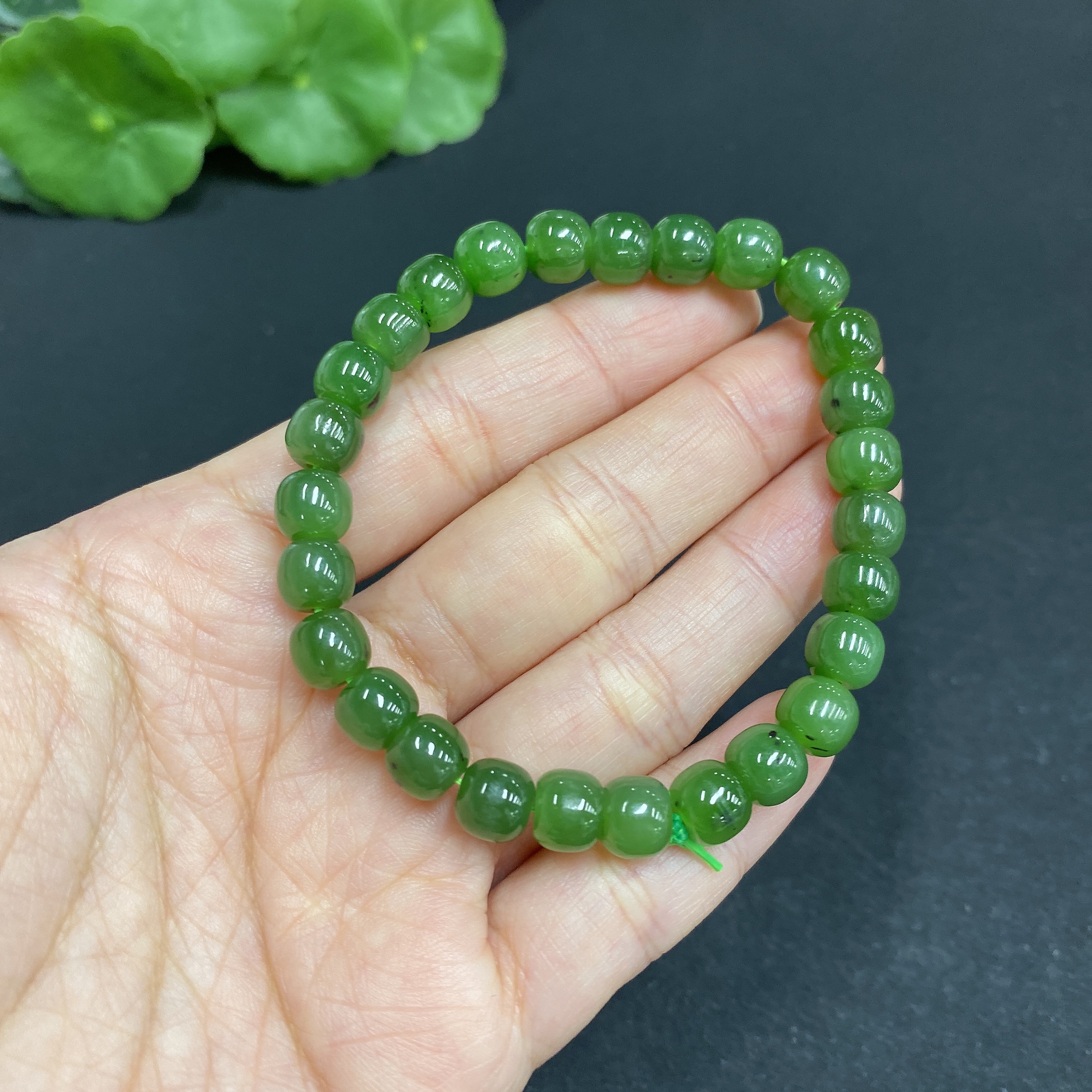 H34014985 Hetian Jade Jasper Bracelet approx. 6.8mm total weight about 16g