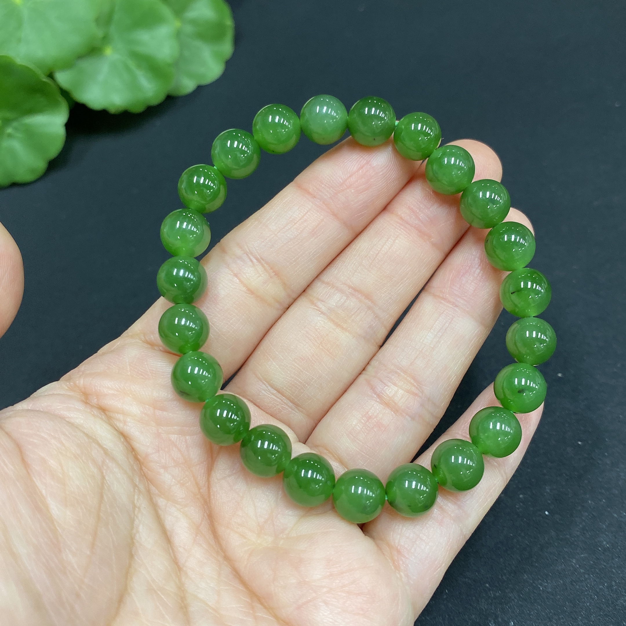H34014840 Hetian Jade Jasper Bracelet Approx. 7.7 mm Total Weight Approx. 18.2g