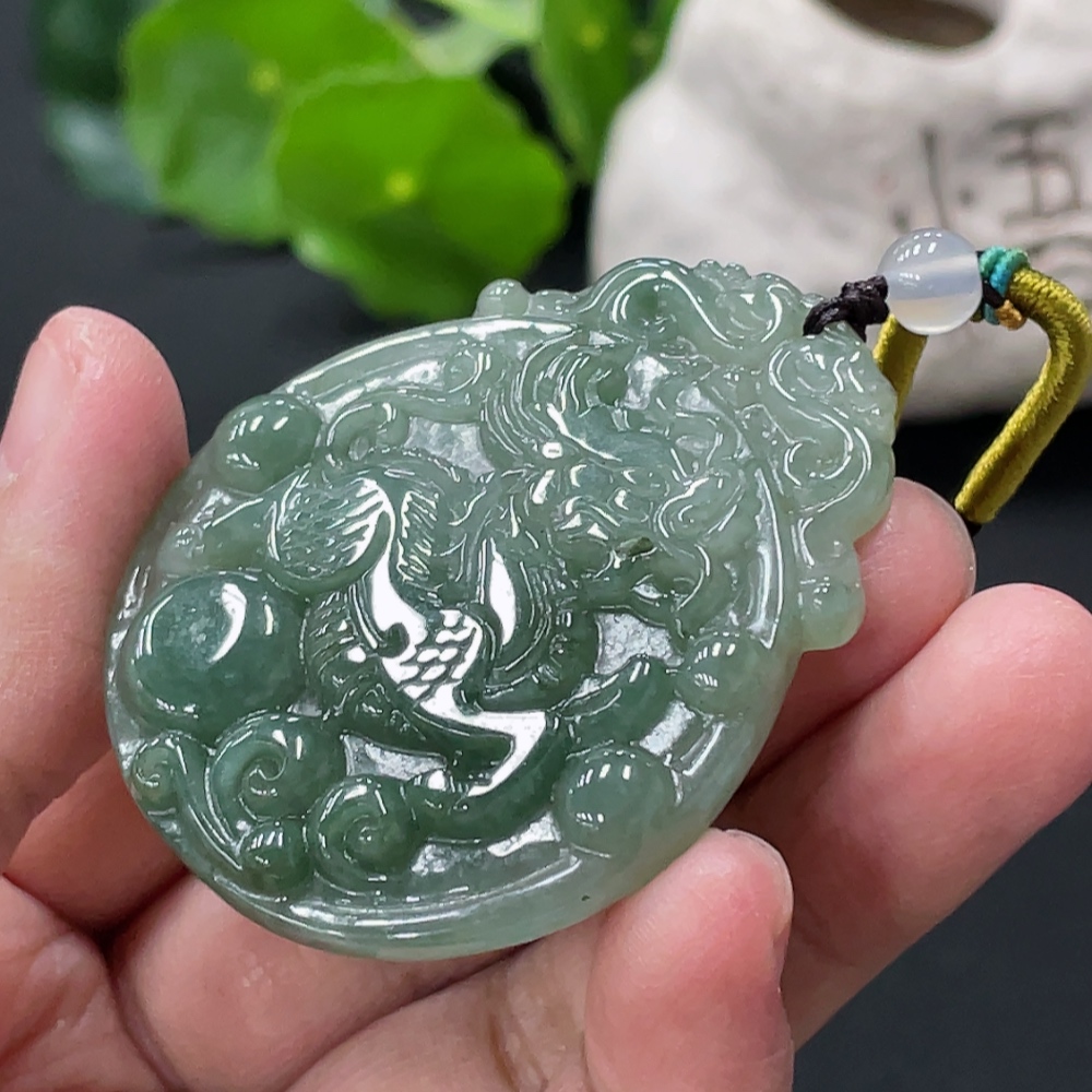F34076786 Jadeite Kylin Pendant Total Weight Approx. 25.7g with Non-Type A Beads