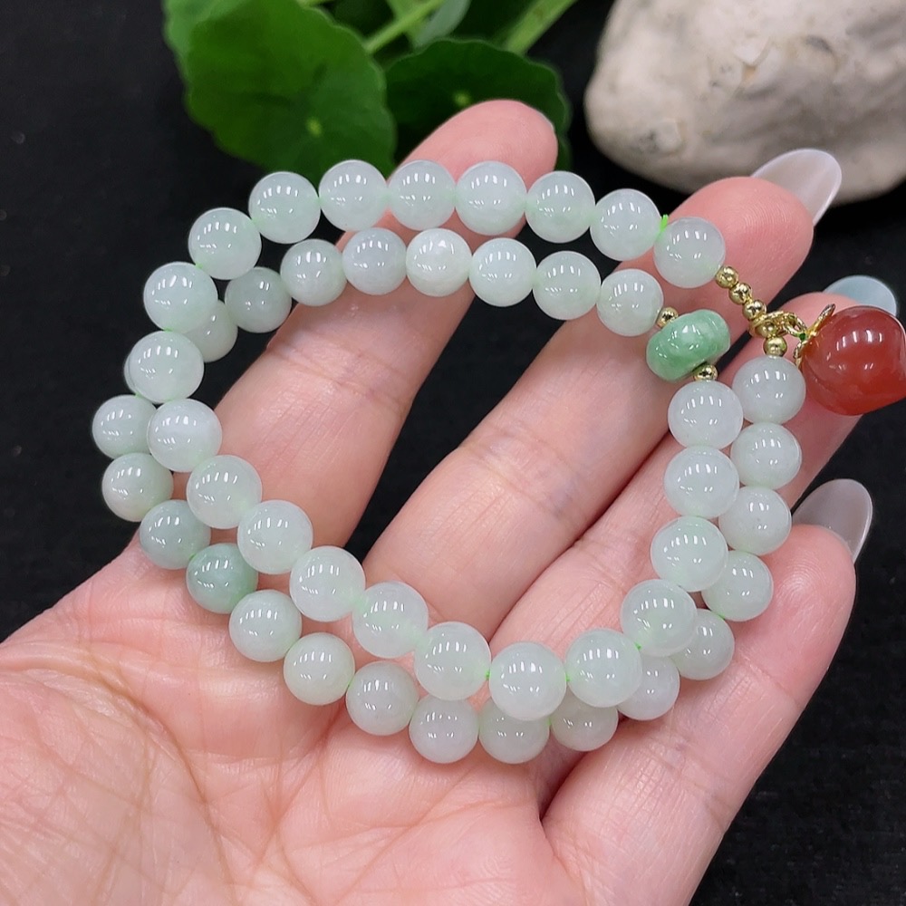 F33899392 Jadeite Bead Necklace Approx. 7.3mm Total Weight Approx. 32.8g (Non-Gold Setting) (Matching Beads Non-A)