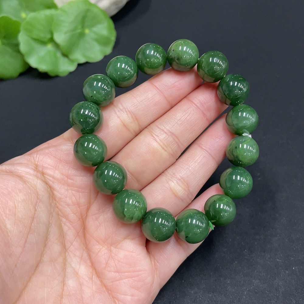 H35102411 Hetian Jade Jasper Bracelet approx. 11.9 mm Total Weight approx. 42.4g