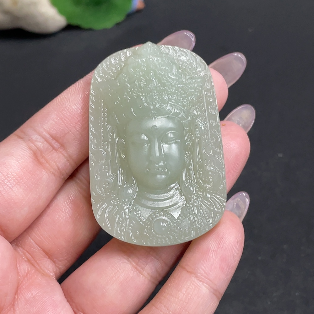 H34957176 Hetian Jade Pendant Guanyin Total Weight About 32.8g
