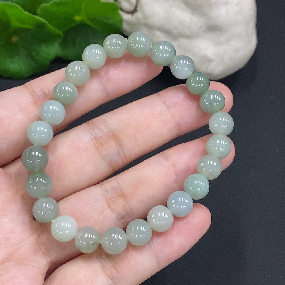 F34070704 Jadeite Bead Necklace Approx. 7.3mm Total Weight Approx. 18.2g