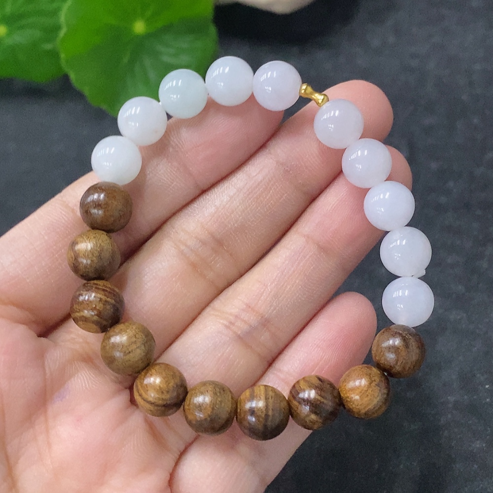 F32792137 Jadeite Bracelet Approximately 8mm Total Weight About 11.45g Non-A Bead 18k