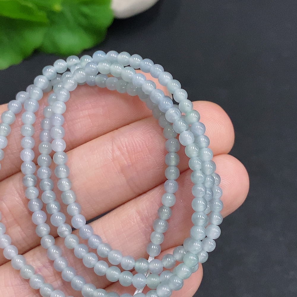 F33907165 Jadeite Bead Necklace Approx. 2.8mm Total Weight Approx. 7.5g