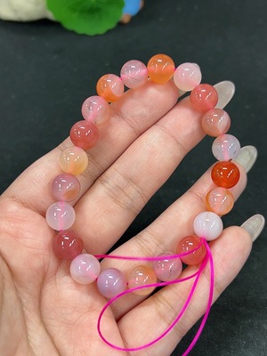 H41922862 盐源玛瑙手串 卡9.3mm左右 仅红色 货品总重约25.6g