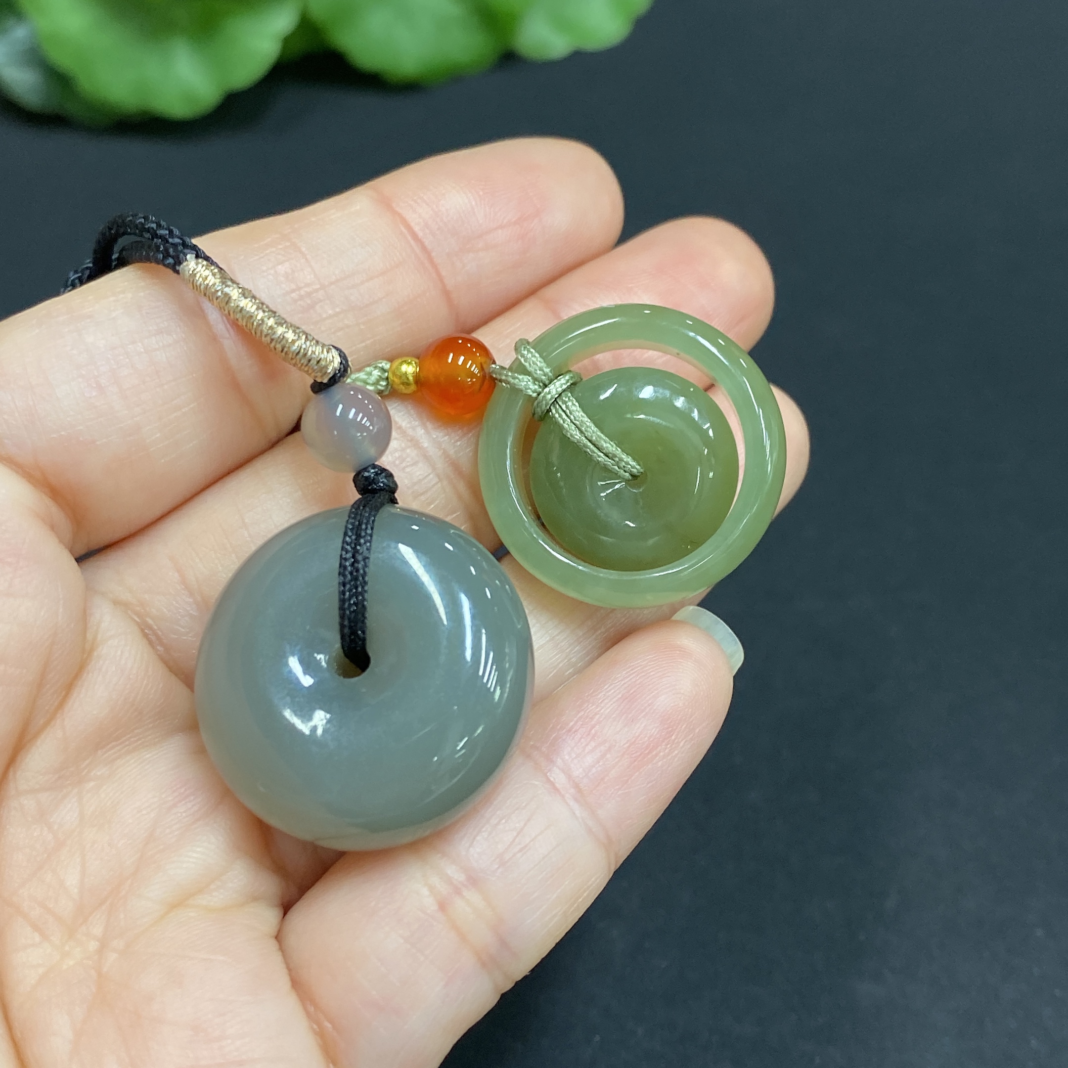 H34015336 Hetian Jade Pendant Mother-Child Buckle Peace Buckle