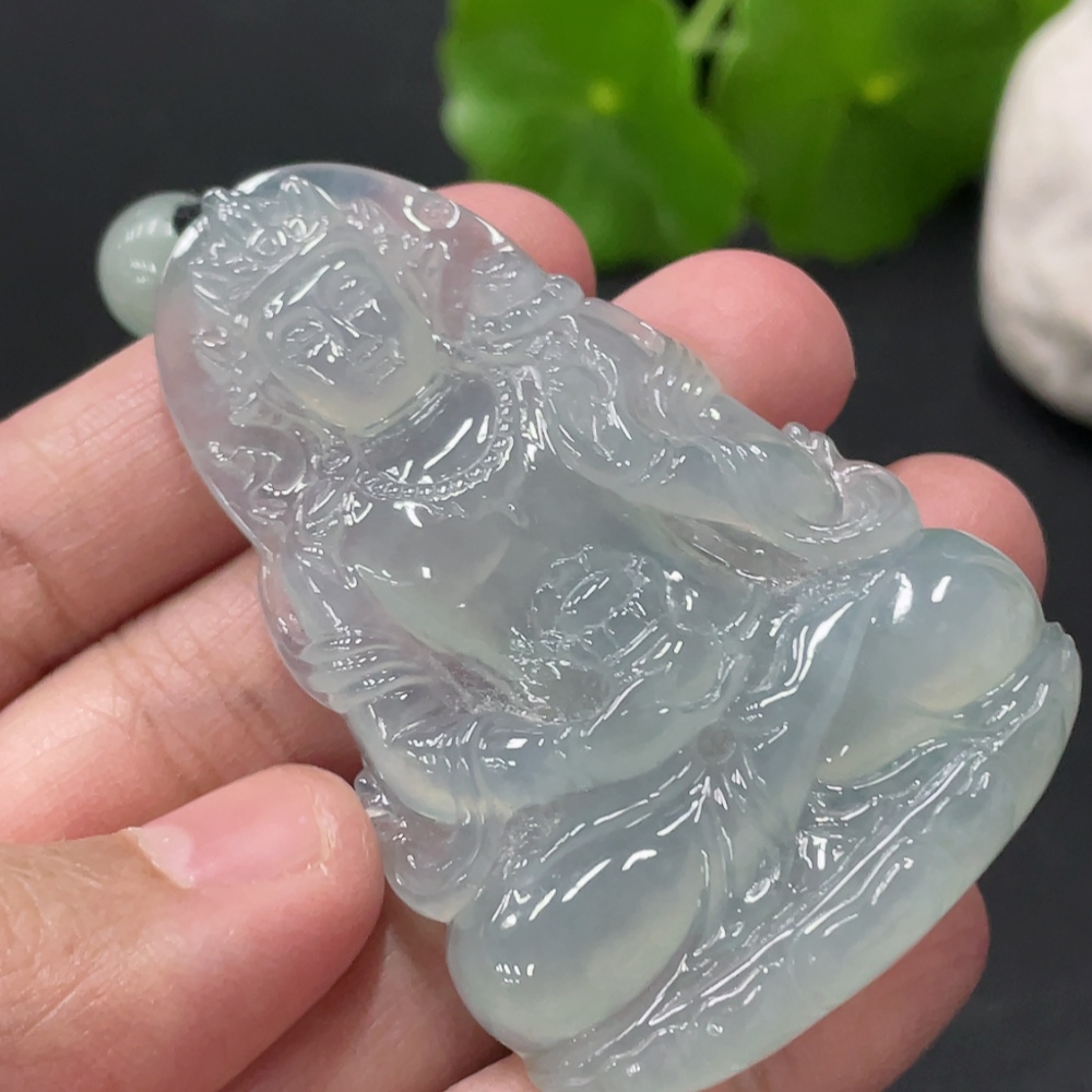 F34057857 Jadeite Guanyin Pendant, total weight approximately 30.18g, with non-A grade beads
