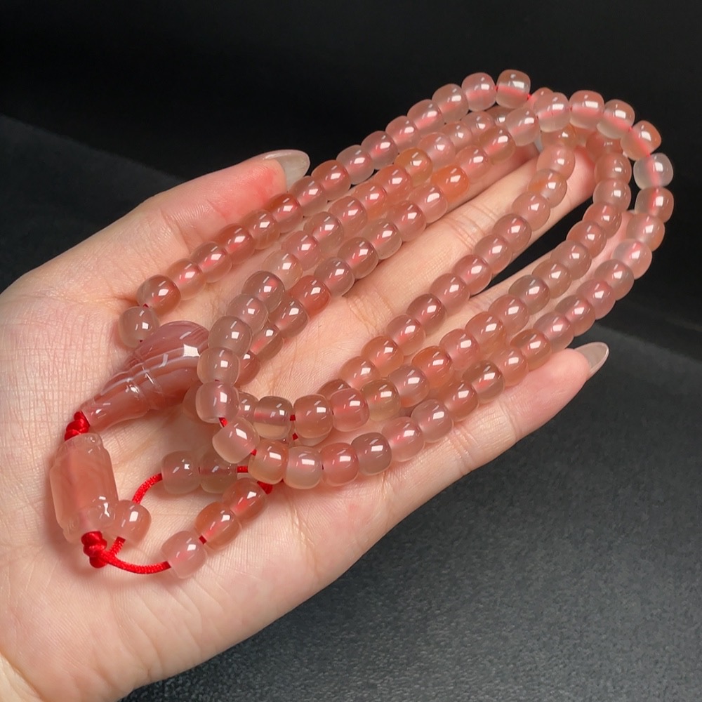 C34008030 South Red Agate Bead Strand with Visible Organic Matter, Total Weight Approx. 88.85g, Size About 7.9mm