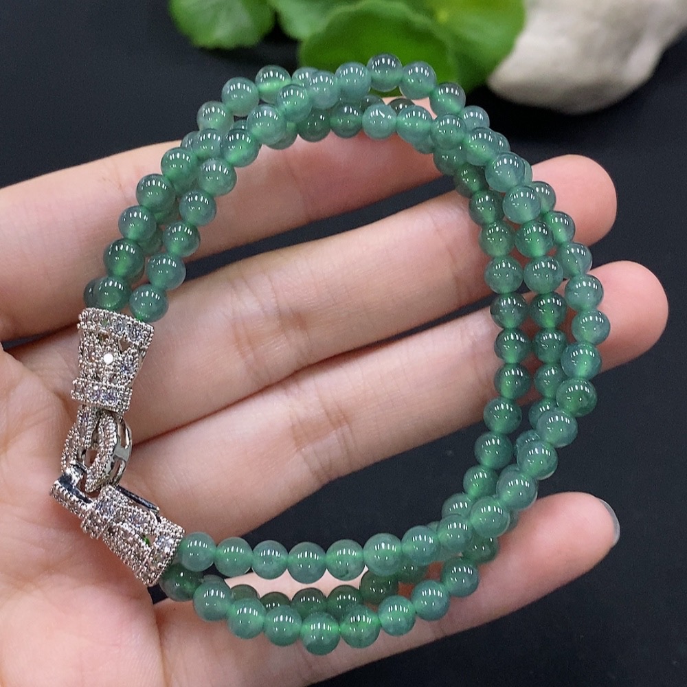 F35091135 Jadeite Beads Strand Size Approx. 4.7mm Total Weight Approx. 22.6g (Non-Gold Inlaid)