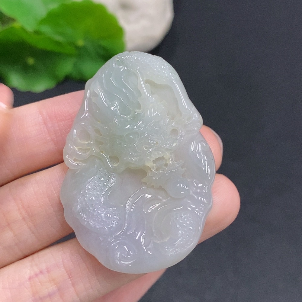F35123851 Jadeite Dragon Soaring World Pendant with a total weight of approximately 17.4 grams