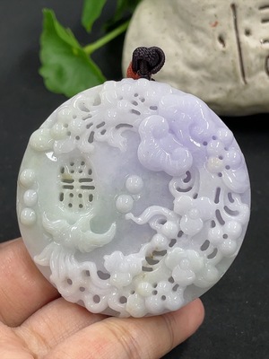 F41838406 翡翠花开富贵挂件 货品总重约72.2g